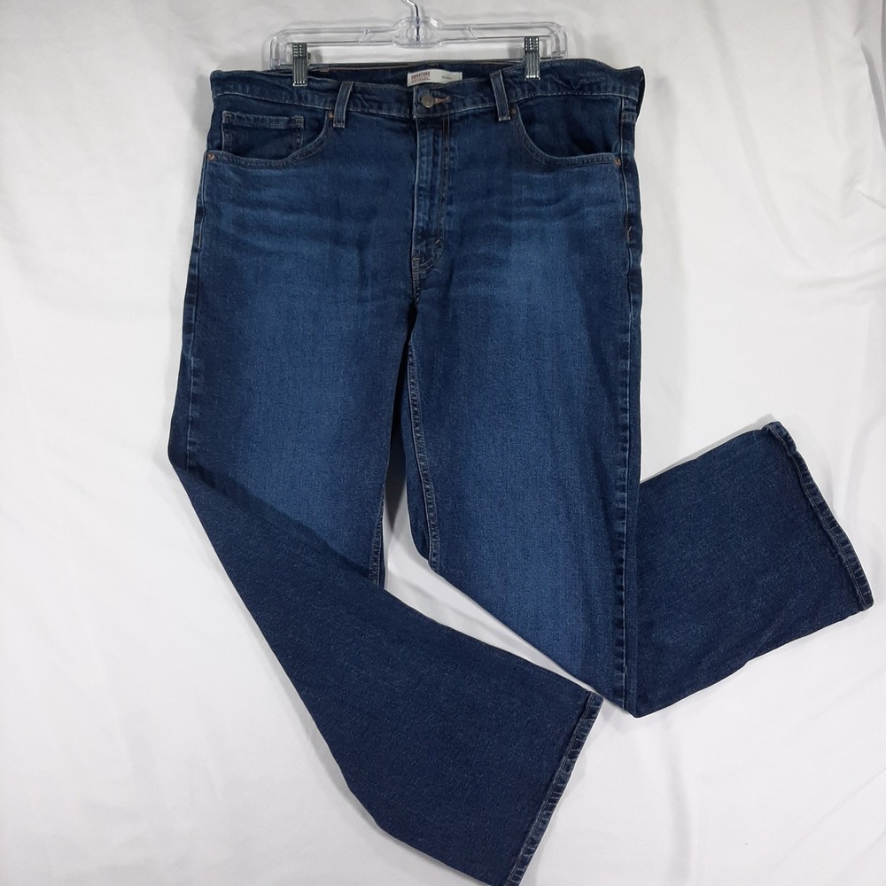 Signature by Levi Strauss Mens Athletic Fit Dark Wash Jeans Blue 38x30